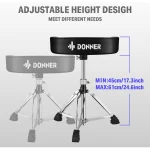 Donner Adjustable Padded Drum Throne - Image 3